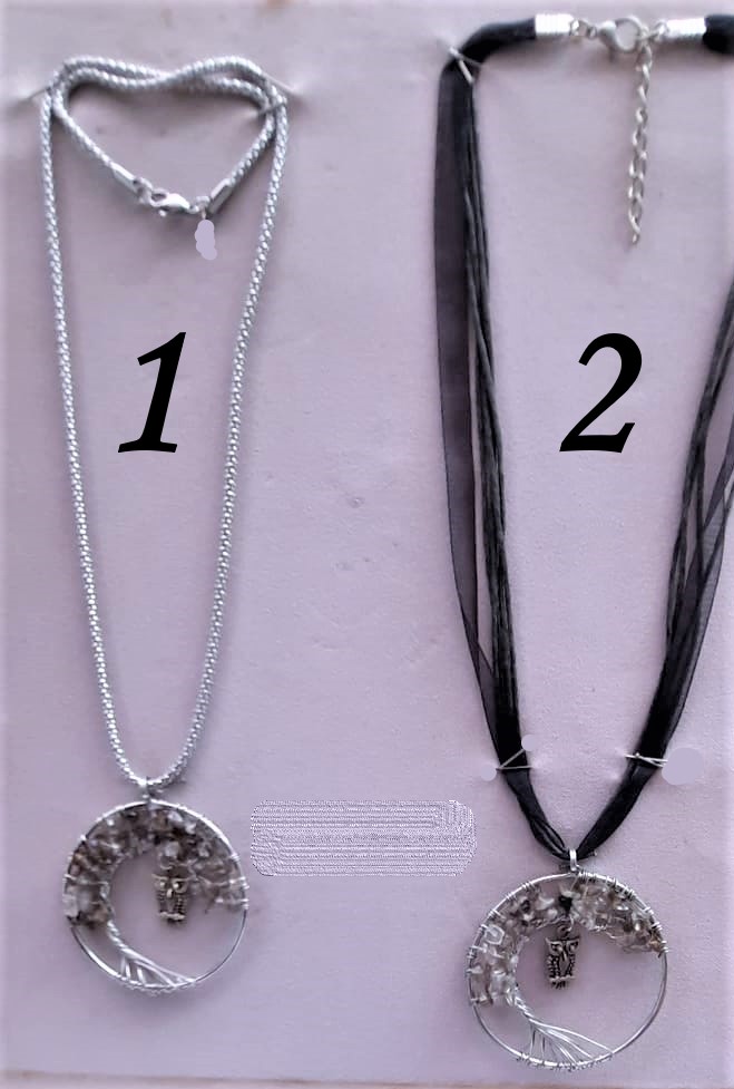Collier En Argent Massif Avec Quartz Fumé Et Zirconiums - Chaîne Et Pendentif, Occasion